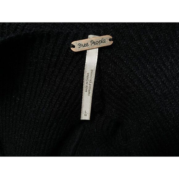 Free People Saffron Black Open Back Sweater Sz L Ribbed Knit Long Sleeves NEW - Picture 3 of 9